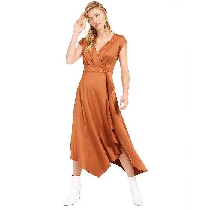 American Style Bar III Women's Becca Tilley X Handkerchief Hem Dress Medium Orange Size X-Large