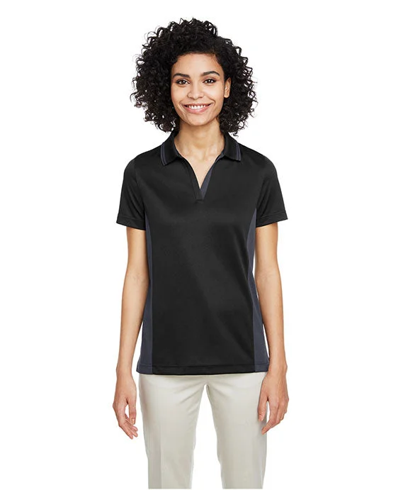 Floral Prints M386W - Harriton Ladies Flash Snag Protection Plus IL Colorblock Polo Shirt | Black/Dark Charcoal