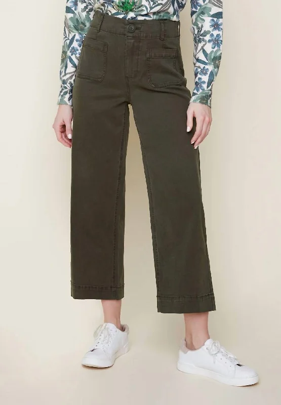 Free and comfortable Cropped Wide Leg Pant In Chive