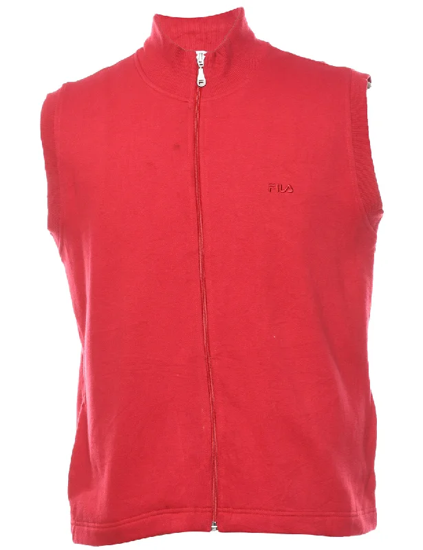 Body Design Red Sleeveless Fila Track Top - XL