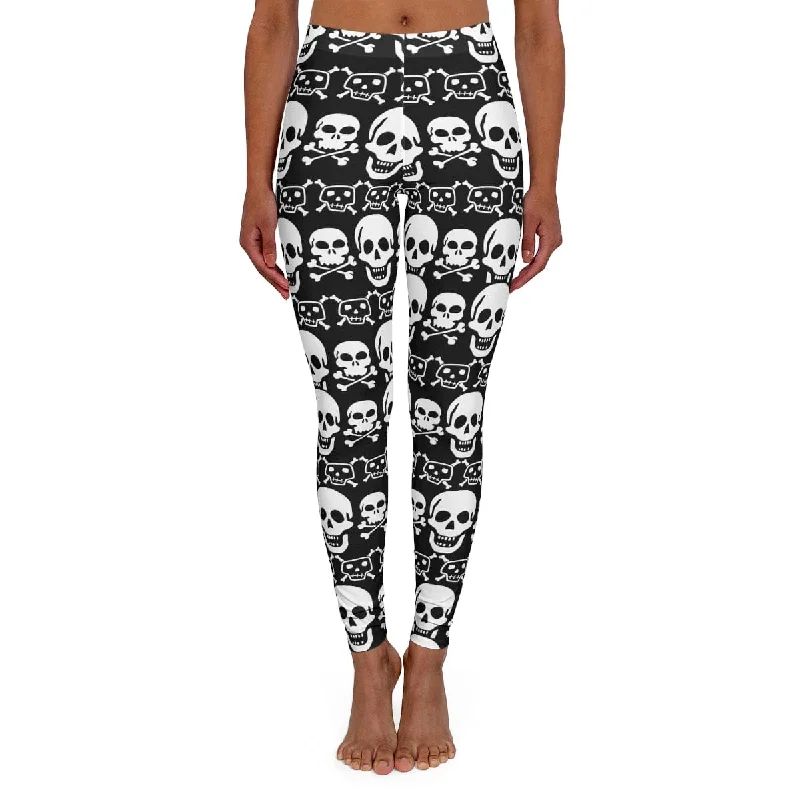 Sports Comfort Style Women's White Skulls Spandex Leggings