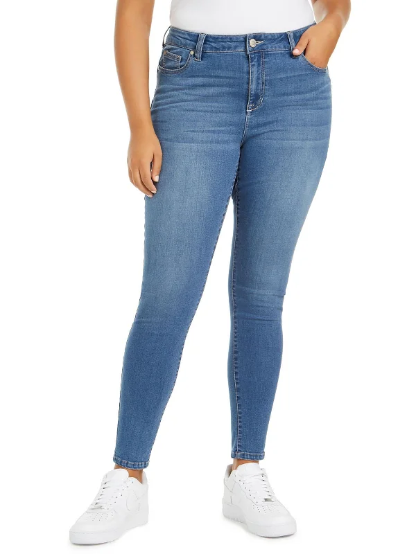 Elegant Wear Plus Womens Mid Rise Medium Wash Skinny Jeans