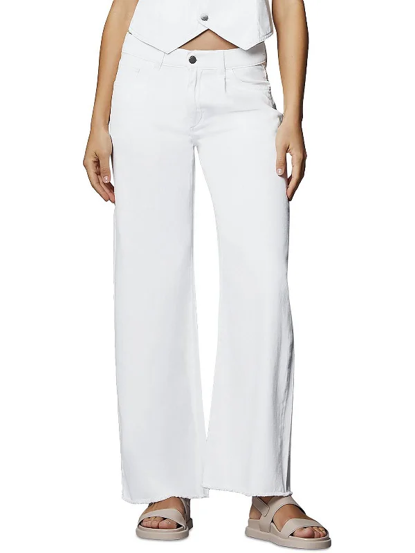 Comfortable Looks Isabel Womens Denim Raw Hem Wide Leg Jeans