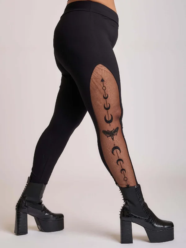 Trendy and versatile Embroidered moon phase leggings