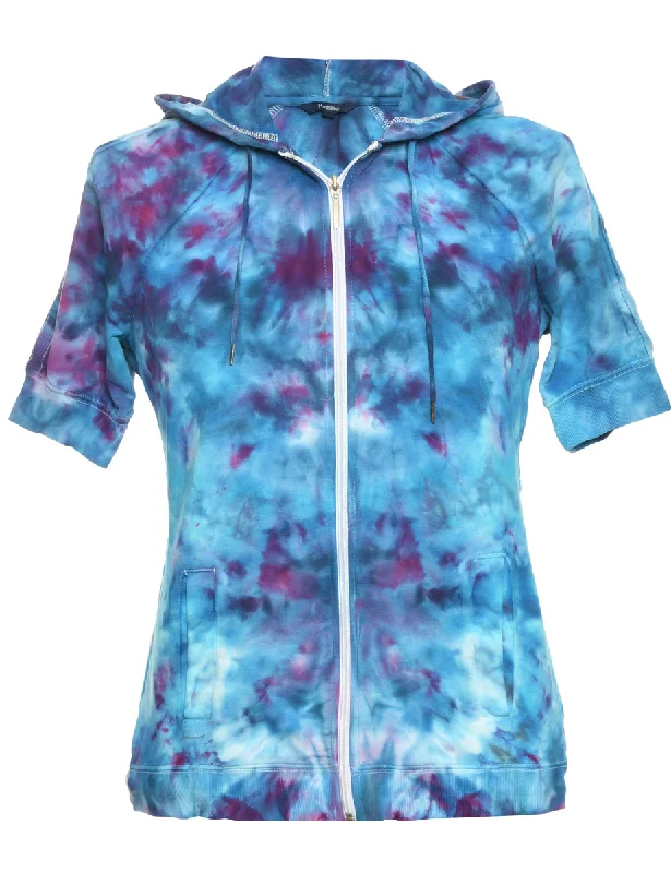 Sweet Girl Tie-dye Blue Printed Hoodie - M