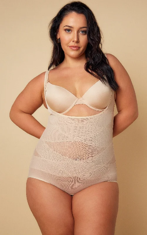 Knowledge And Elegance Alexis High Control Open Bust Shapewear Bodysuit - Nude