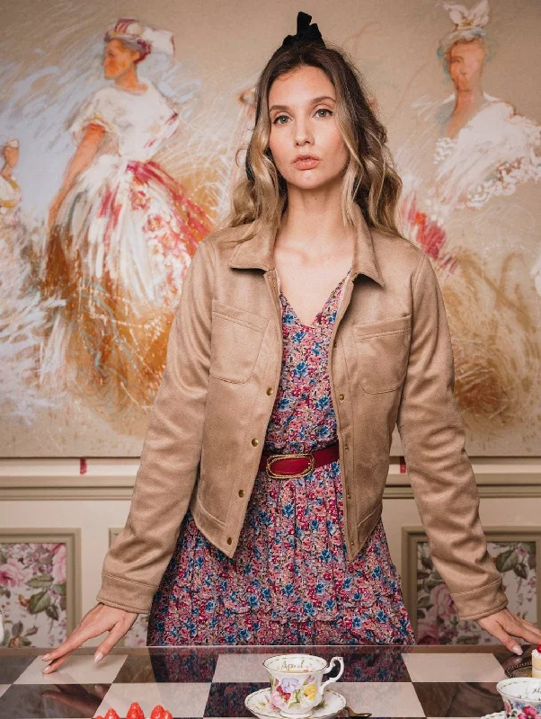 British Style Camille Recycled Vegan Button Up Jacket | Beige