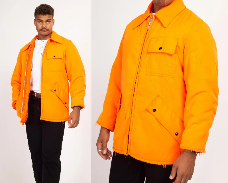 High-end Sense Medium 70s Neon Orange Quilt Lined Hunting Jacket