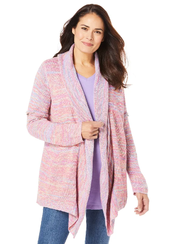 Sporty Elegance Multi Marled Cardigan