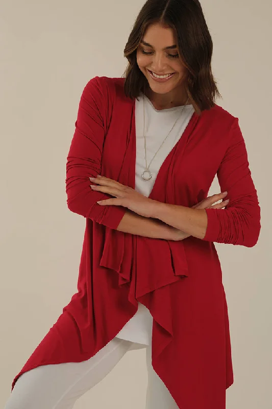 Cozy Shirts Waterfall Cardigan - True Red