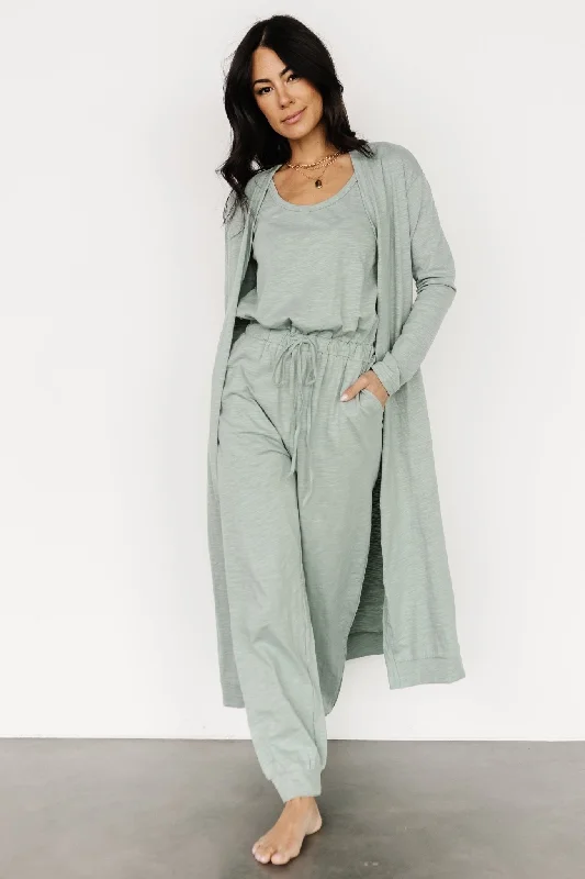 Lace Design Janae Jumpsuit + Cardigan Set | Sage