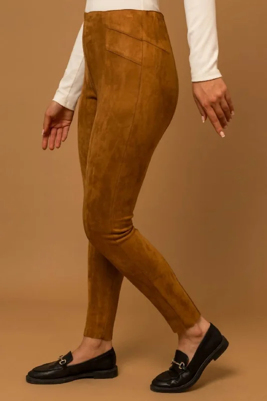 Ultra Soft Suede Leggings In Camel