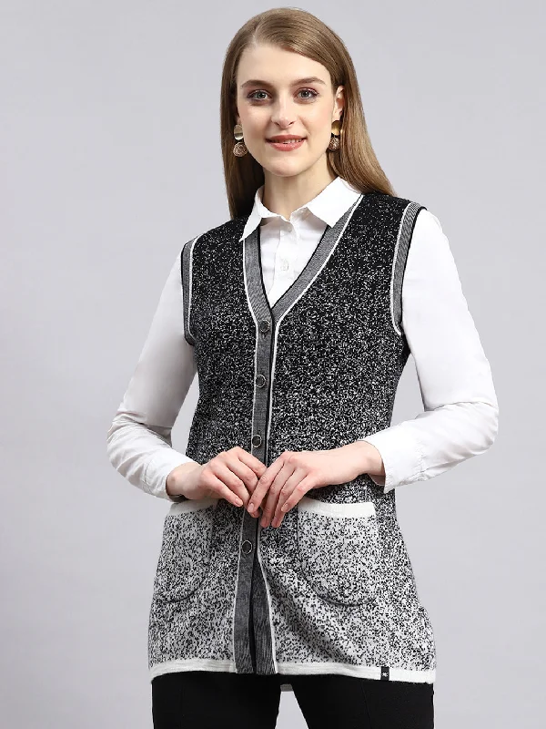 Women Black Jaquard Cardigan