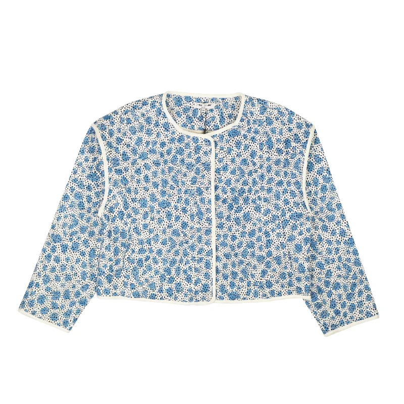 Fashion Must-have Blue Leopard Printed Quilted Jacket