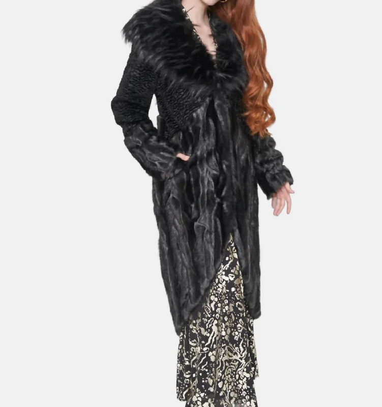 Glamourette Coat In Black Sable/pewter