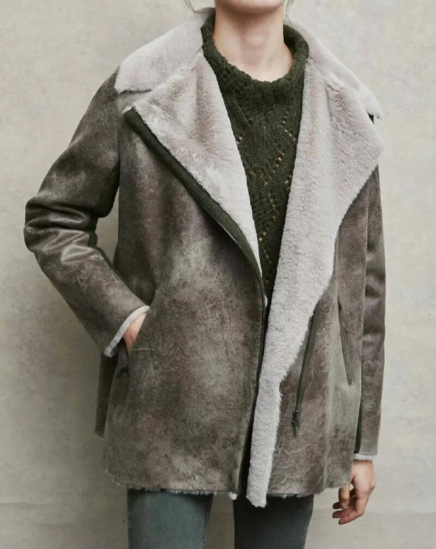 Shearling Jacket In Moss Green