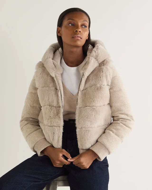 Sports Cool Women's Eva Birdseye Fur Hooded Jacket Ecru White