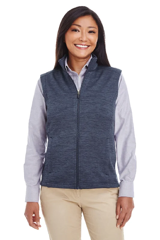 Devon & Jones Womens Newbury Full Zip Fleece Vest - Heather Navy Blue - Closeout