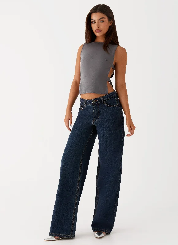 Keanna Low Rise Denim Jeans - Washed Denim