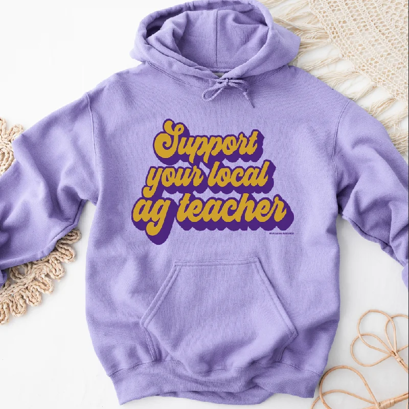 Retro Support Your Local Ag Teacher Purple & Gold Hoodie (S-3XL) Unisex - Multiple Colors!