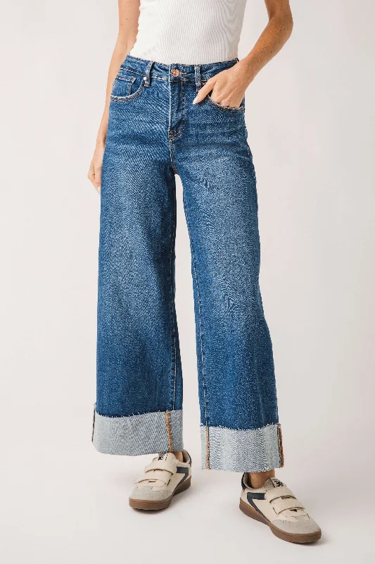 Elegant Outline Risen Willow Ultra Wideleg Cuffed Jeans