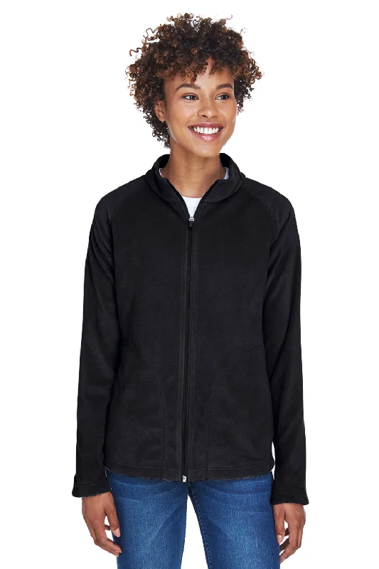 Team 365 Womens Campus Pill Resistant Microfleece Full Zip Jacket - Black