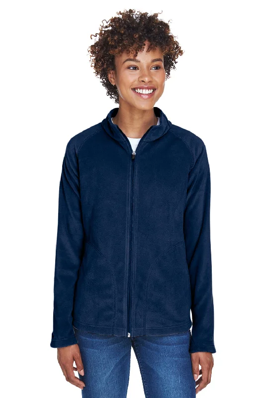 Team 365 Womens Campus Pill Resistant Microfleece Full Zip Jacket - Dark Navy Blue