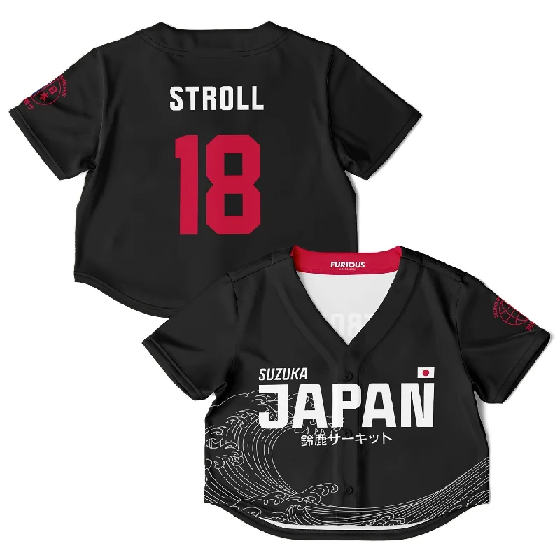 Stroll - Carbon Black Suzuka "Great Wave" Crop Top