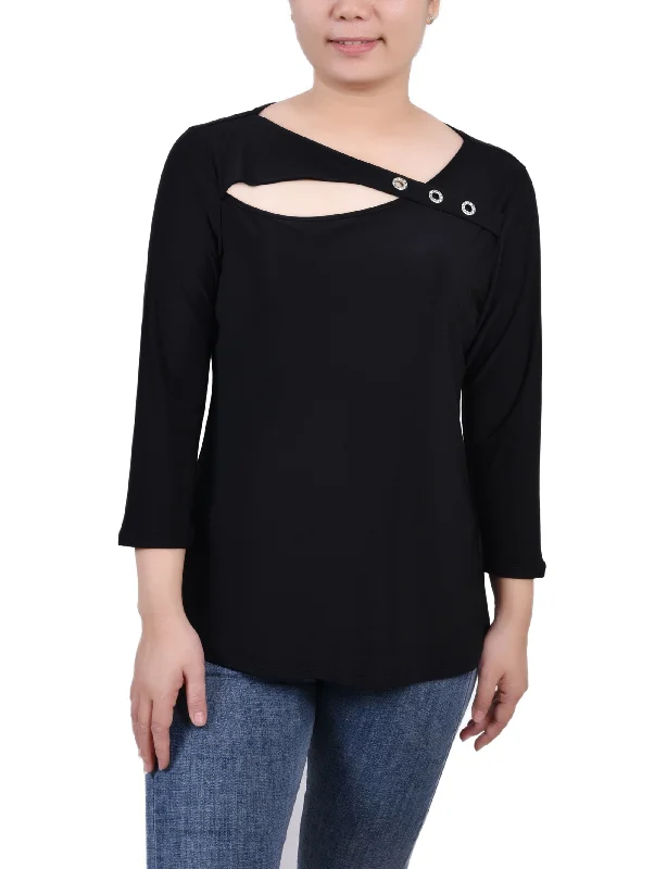 3/4 Sleeve Cutout Top