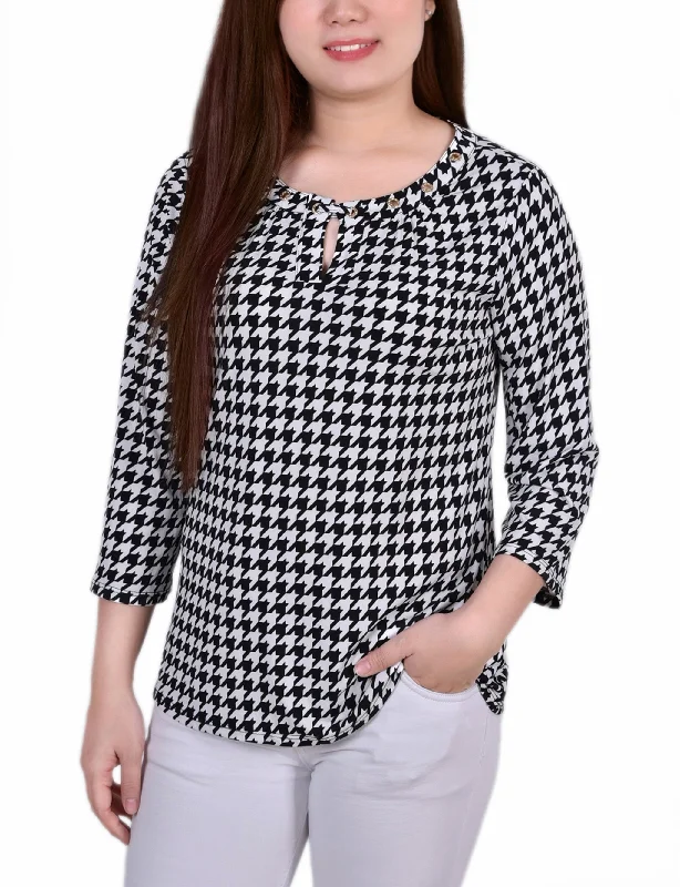 White/Mauve Houndstooth