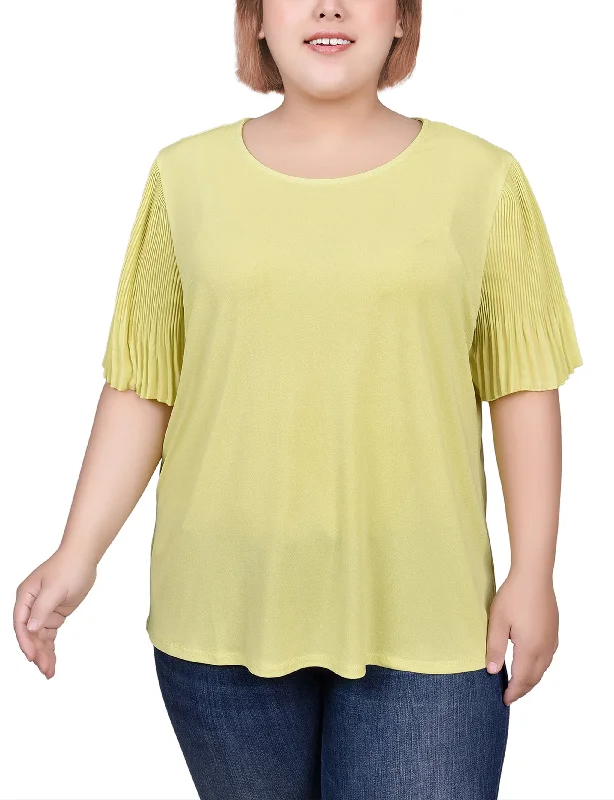 Plus Size Pleated-Sleeve Top