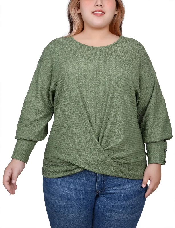 Plus Size Long Sleeve Textured Knit Top